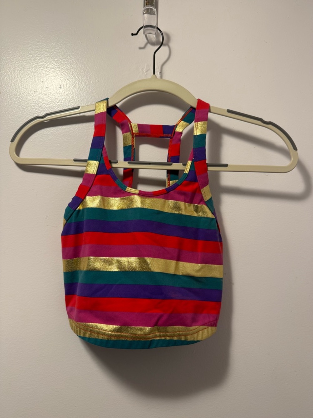 Multicolor Striped Metallic Crop Tank Top